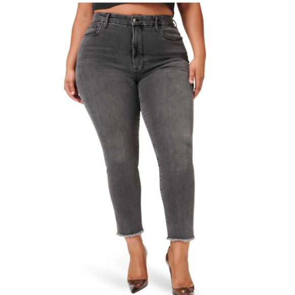Good American Denim - Good American Womens 6/28 Good Classic Raw Hem Slim Jeans in Faded Black NEW